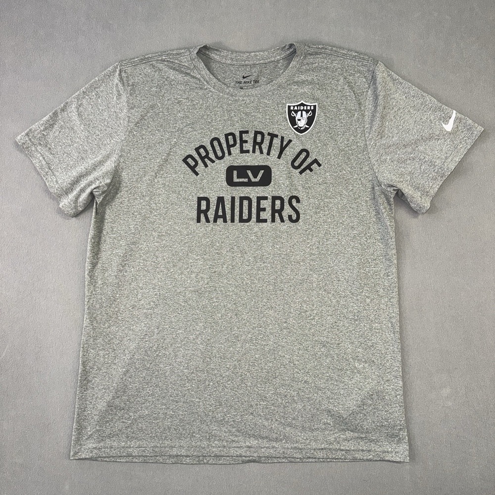 Men's Nike Tee Short Sleeve Dri Fit‎ NFL Las Vegas Raiders Shirt Gray Size XL